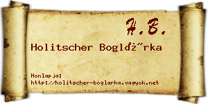 Holitscher Boglárka névjegykártya